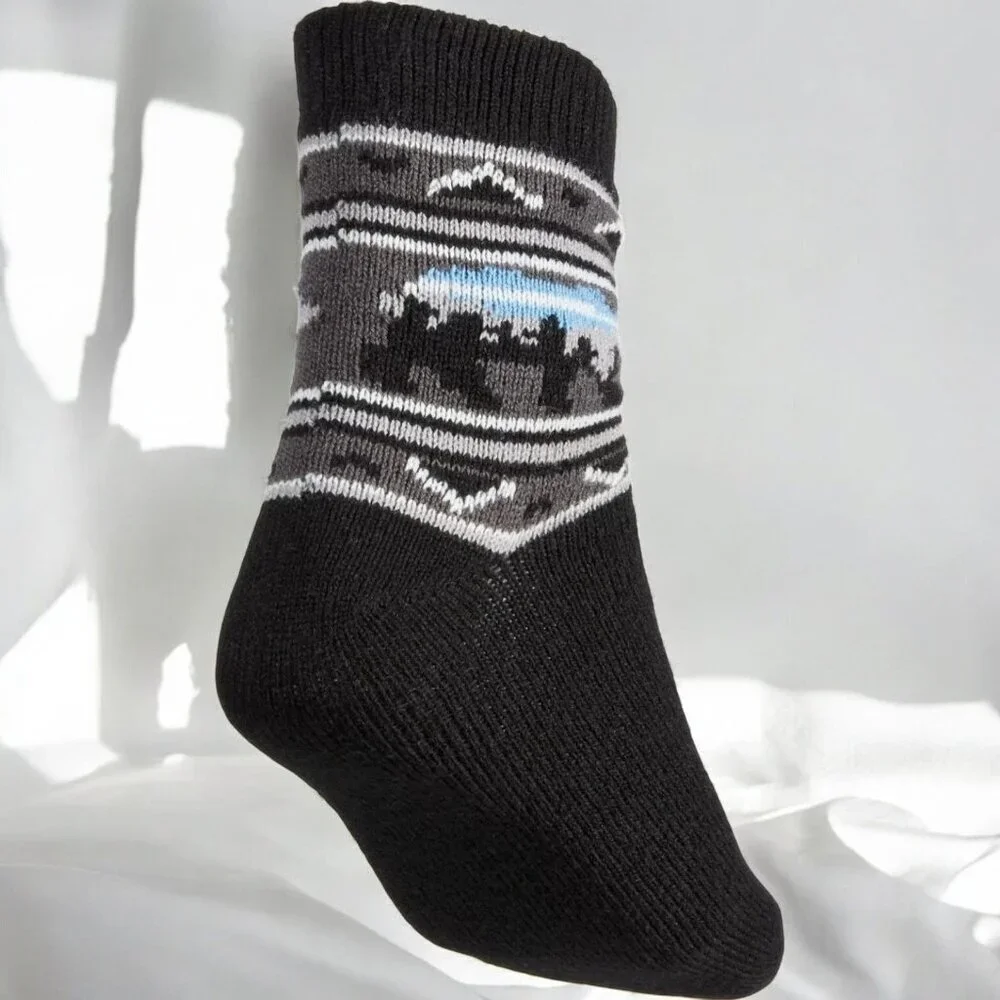 Northeast Outfitters Mens Cozy Cabin Bear-Tec Socks Black NEW Large